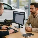 Car Dealership Consultant Building a Vehicle Shipping Order on Computer